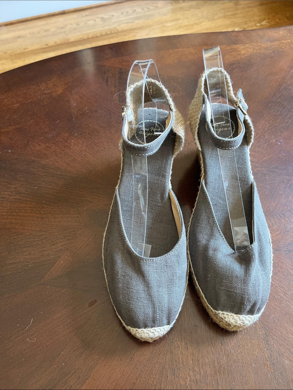Espadrille Wedge Ankle-Strap Flats - Gray, Toni Pons